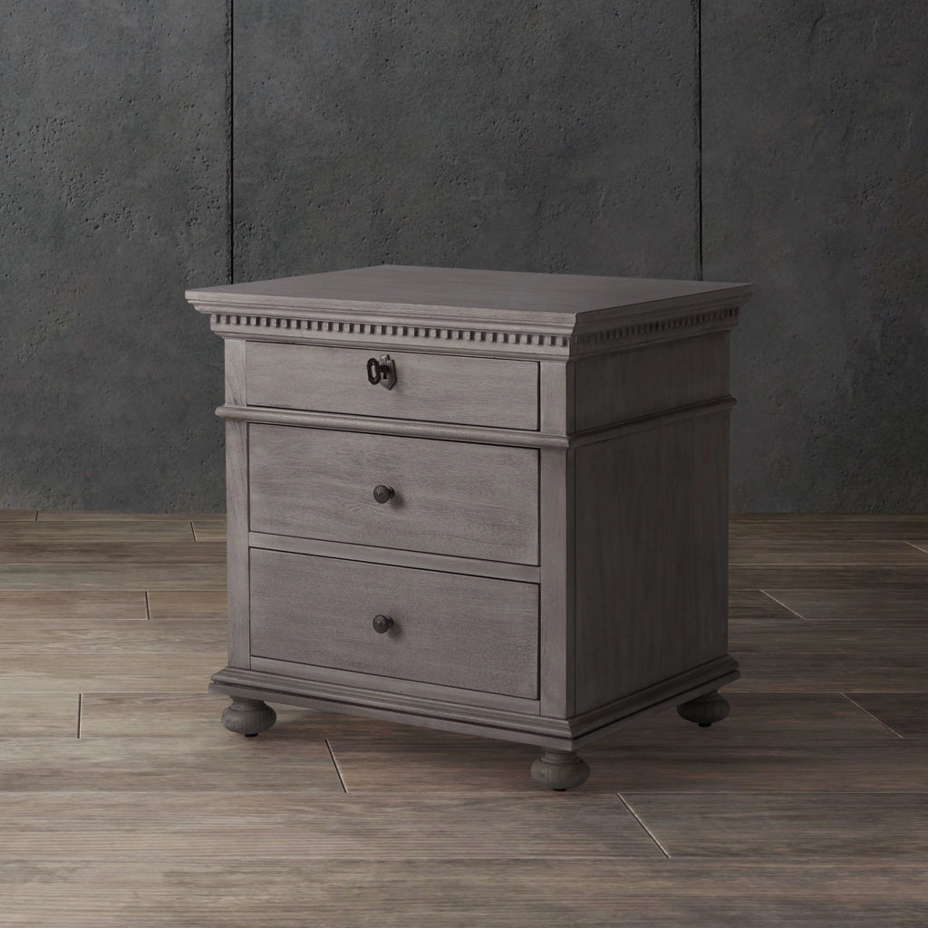 Light Grey 3 Drawer Nightstand R377973