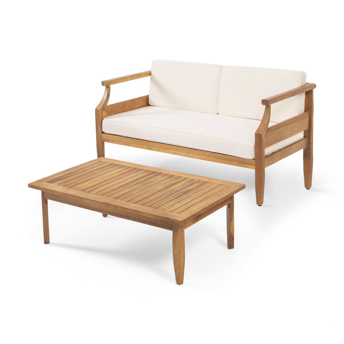 Dark Gray Acacia Wood Loveseat Set Y833