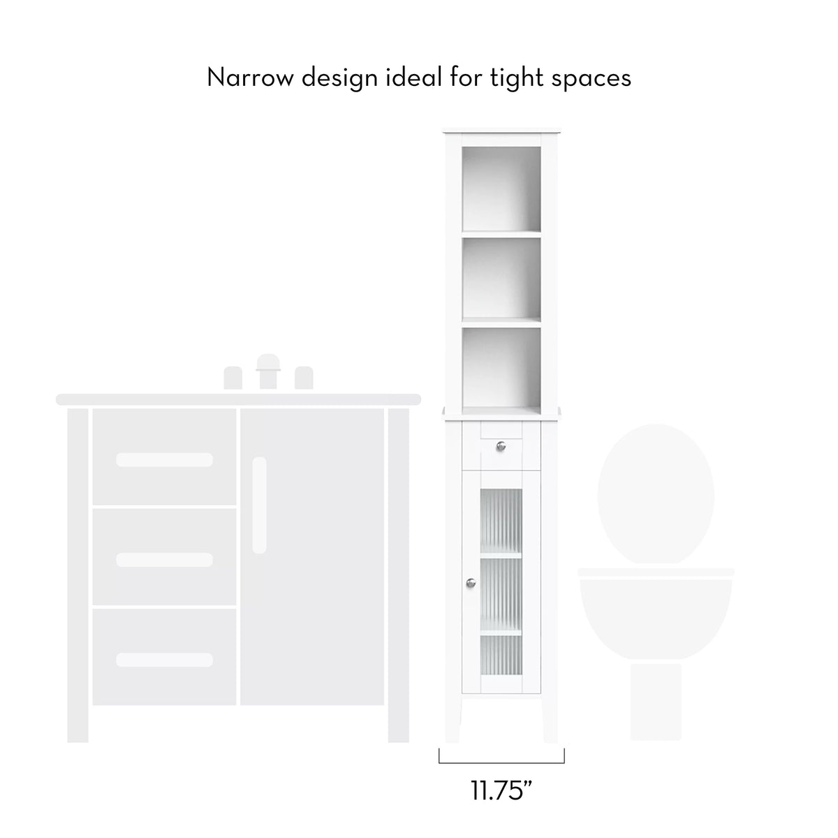 Slim Tall White Wood Cabinet W392