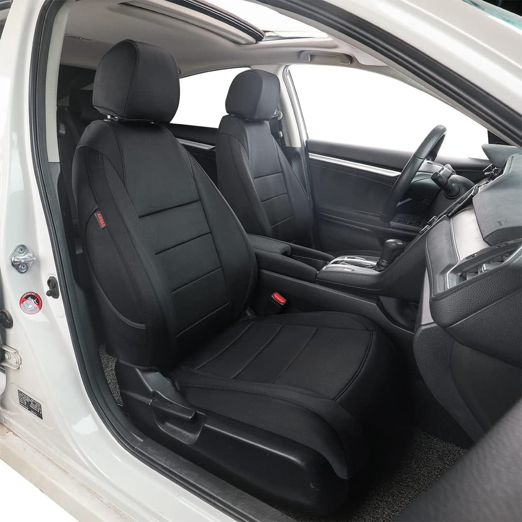 Custom Car Seat Covers Leatherette Black with Red Trim B234213