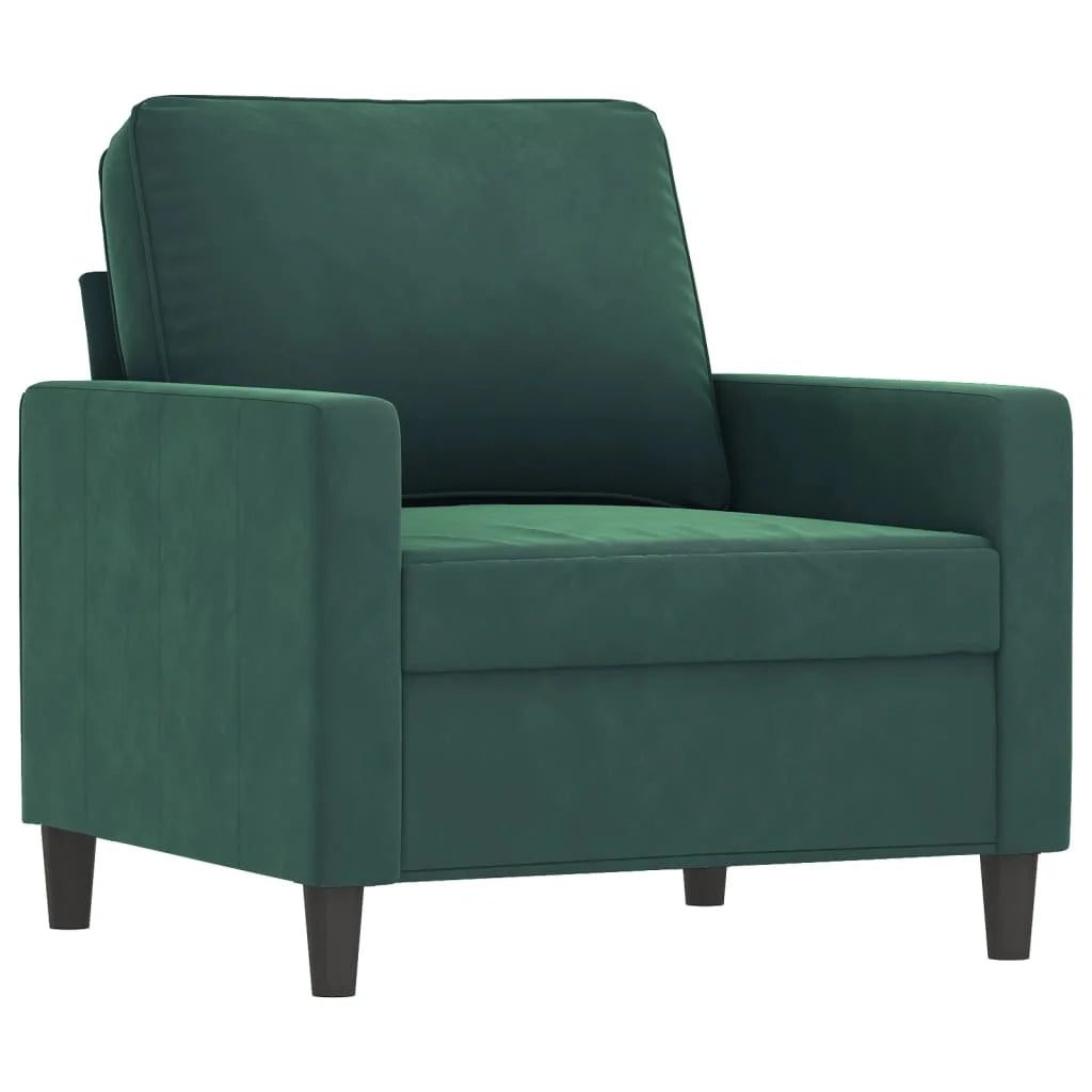 Dark Green Velvet 3 Piece Sofa Set with Cushions F54666