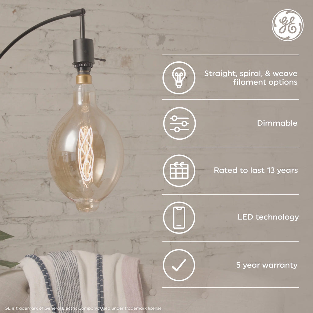 Vintage Style LED Edison Light Bulbs, Clear Glass, 2pk B9285