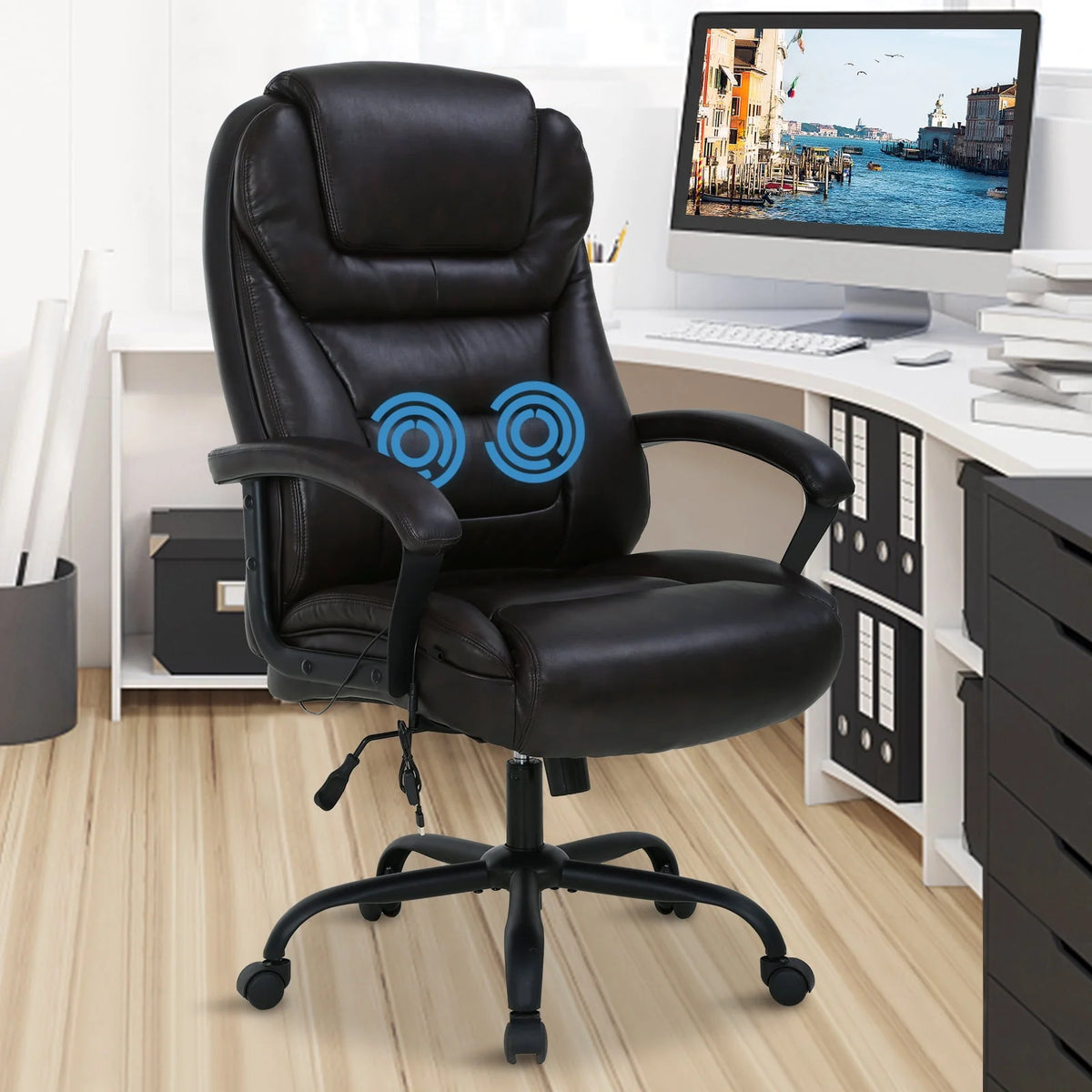 500 lbs Capacity Leather Ergonomic Office Chair F501