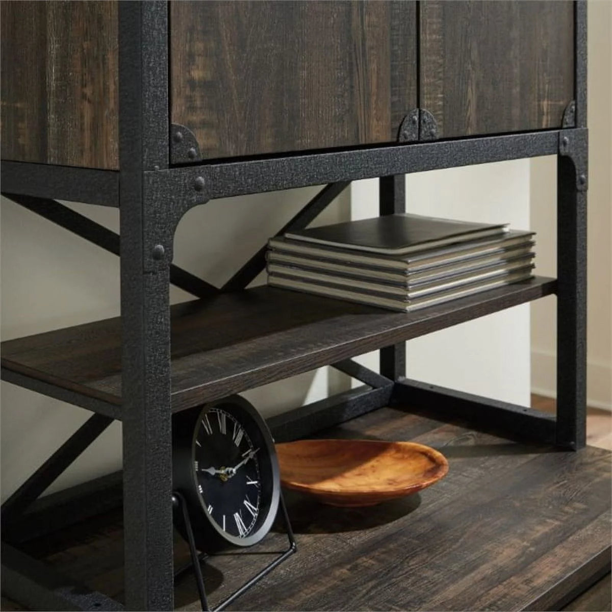 Engineered Wood Library Hutch in Carbon Oak Finish L1213