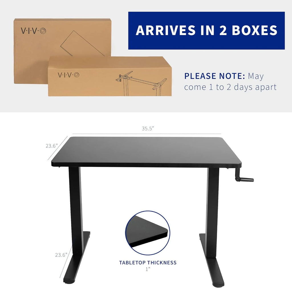 Manual Height Adjustable 36 X 24 Inch Black Standing Desk C64050