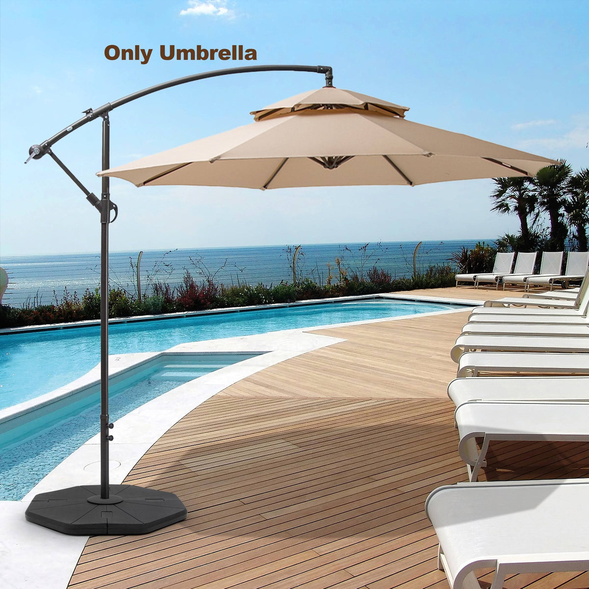 10-Foot Double Top Patio Cantilever Umbrella - Tan S27498