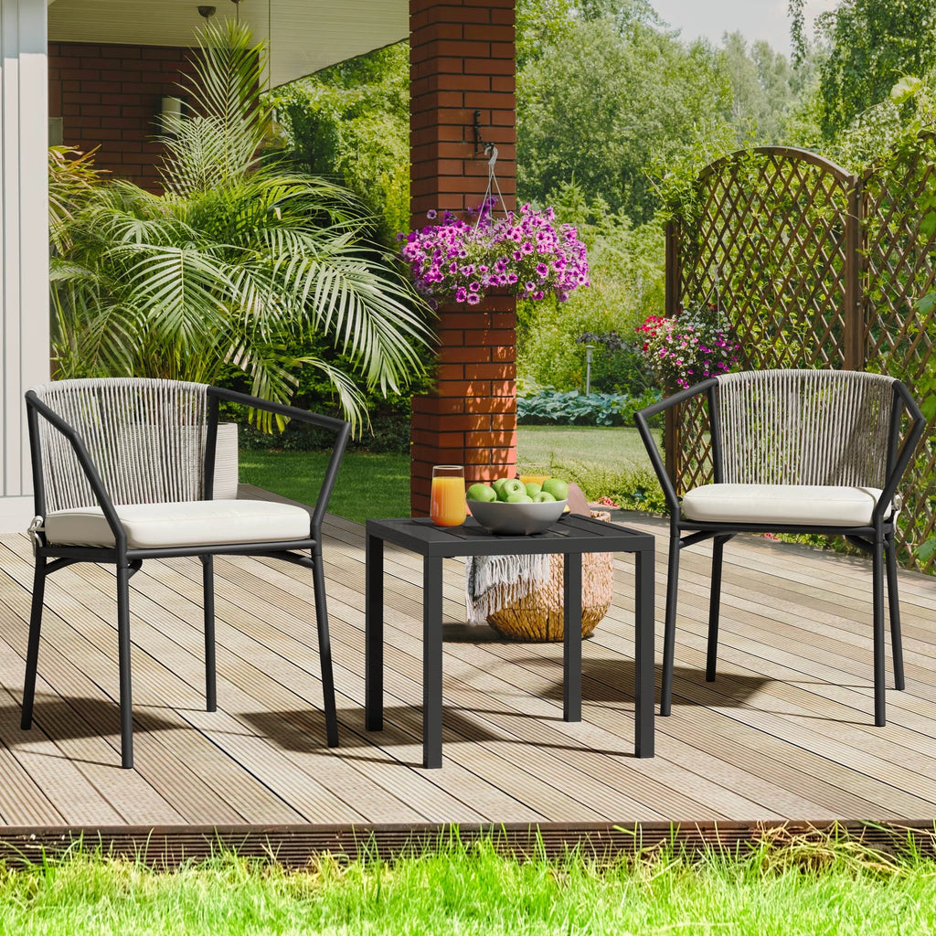 3-Piece Outdoor Wicker Bistro Set with Cushions G9389