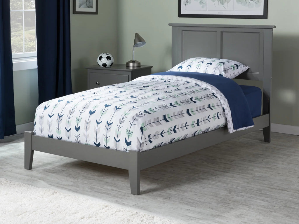 Twin Solid Wood Bed with Panel Headboard in Grey C654