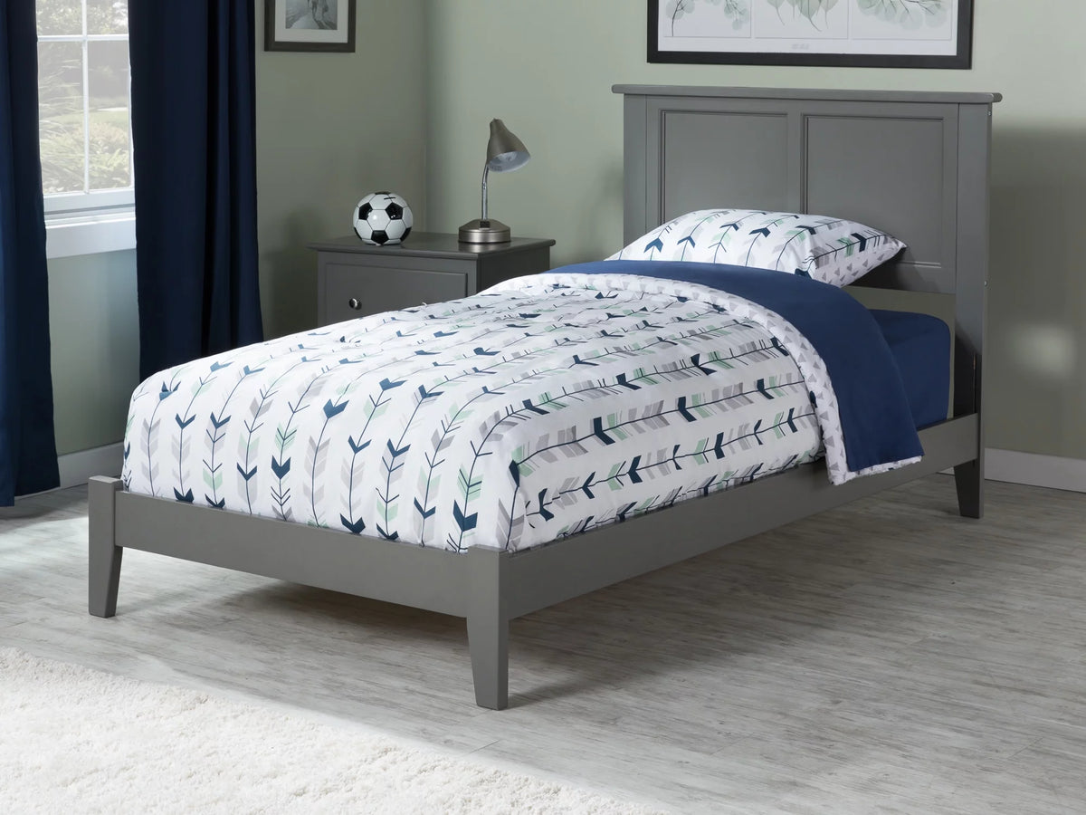 Twin Solid Wood Bed with Panel Headboard in Grey C654