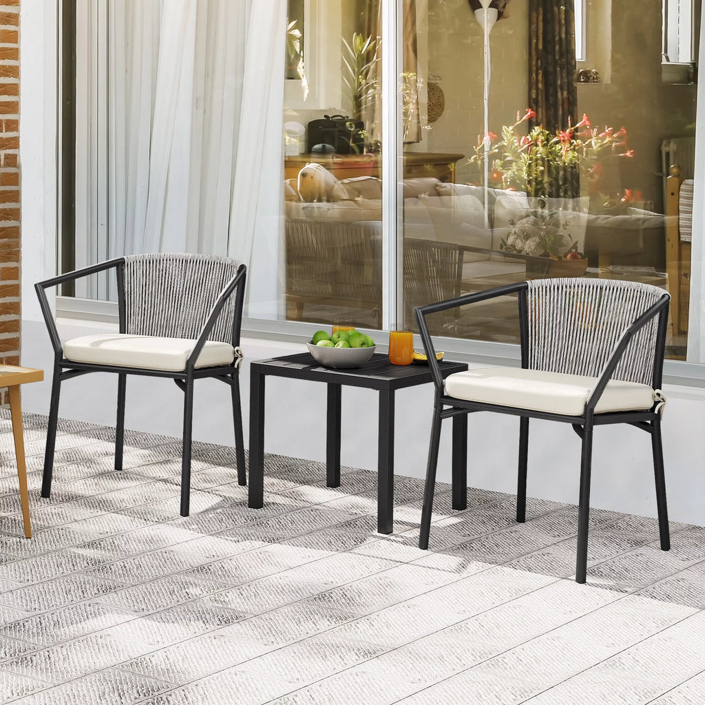 3-Piece Outdoor Wicker Bistro Set with Cushions G9389