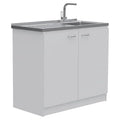White Modern Engineered Wood Utility Sink with Cabinet N3871