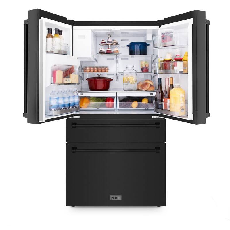 4-Door French Door Refrigerator with Ice and Water Dispenser Black Stainless Steel N2603