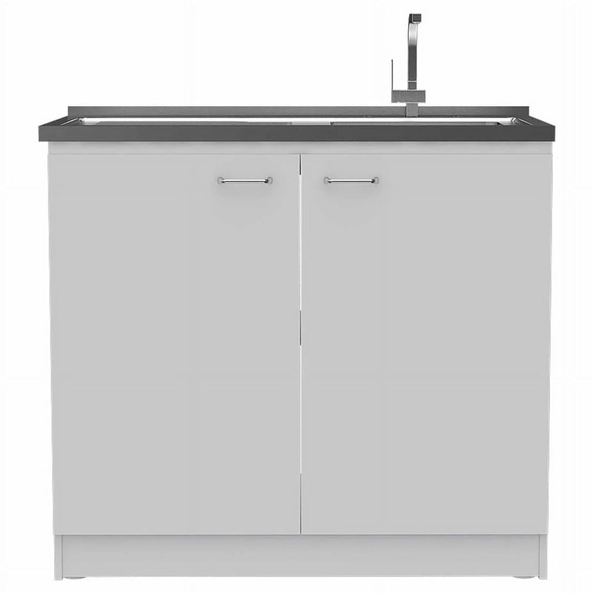 White Modern Engineered Wood Utility Sink with Cabinet N3871