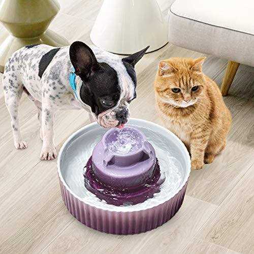 Ceramic Cat Water Fountain, 2.1 L Drinking Fountain Bowl Q345