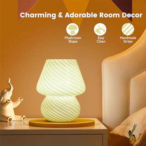 Mushroom Small Bedside Table Lamp with 3 Temperature LED Bulb P747