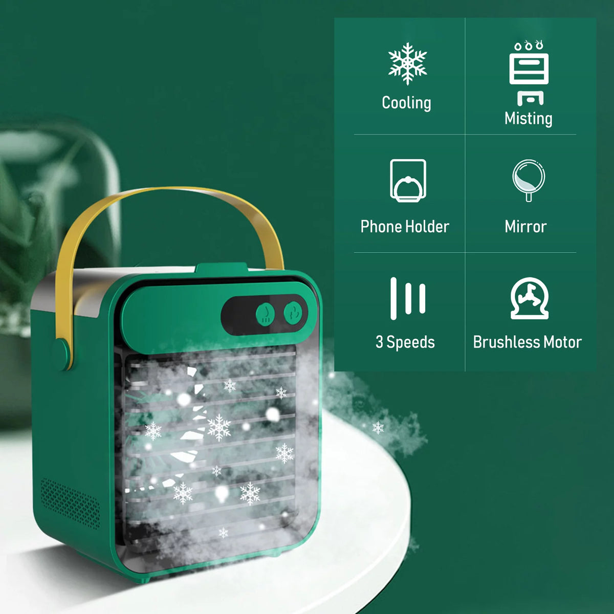 Air Conditioner Fan with Phone Holder Mirror 180mL 3 Speeds USB B72031