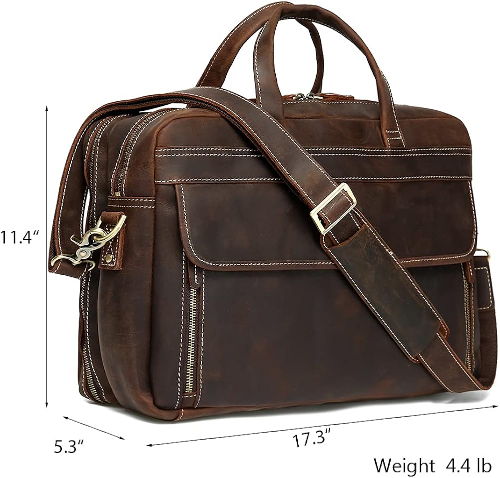 Vintage Genuine Leather 17 inch Laptop Briefcase E9803