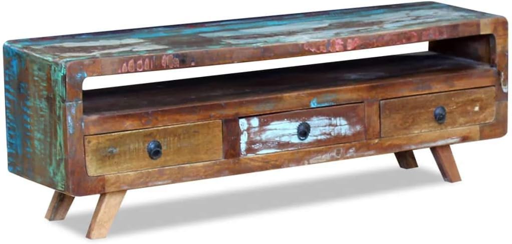 TV Cabinet with 3 Drawers Solid Reclaimed Wood D65729