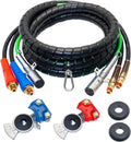 15 Ft 3 in 1 7 Way ABS Electrical Cable & Rubber Air Line Hose Assembly with Aluminum GladHands E126643