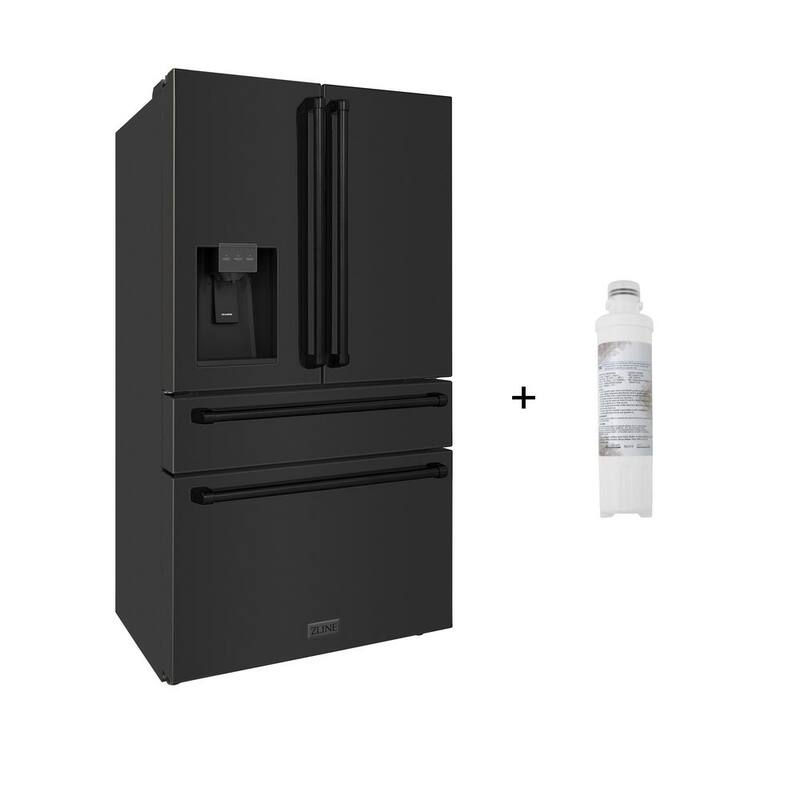 4-Door French Door Refrigerator with Ice and Water Dispenser Black Stainless Steel N2603