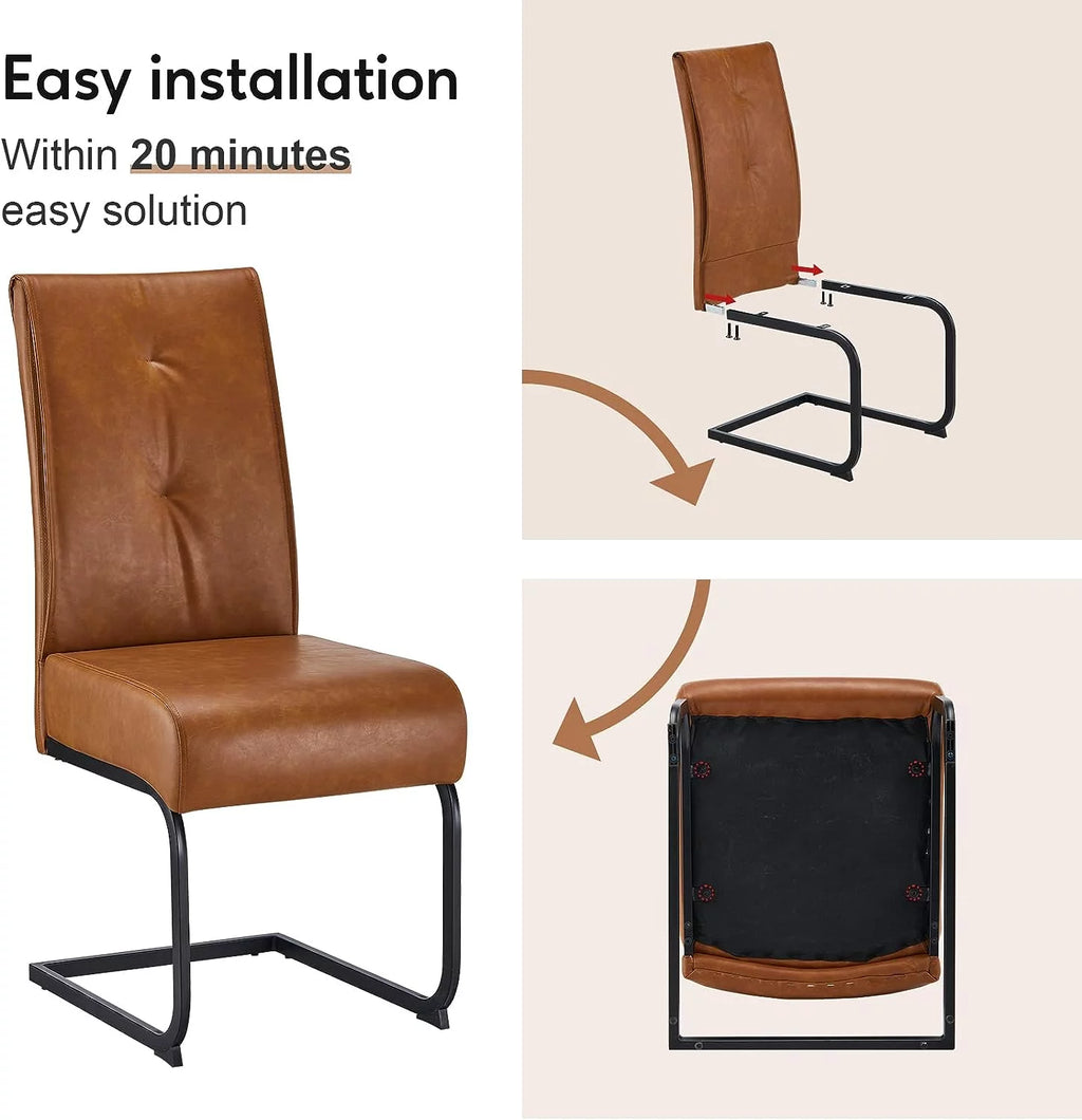 High Back Dining Chairs Set of 2 Brown V5449