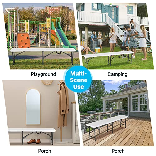 6FT Folding Bench with Carrying Handle, White F886371