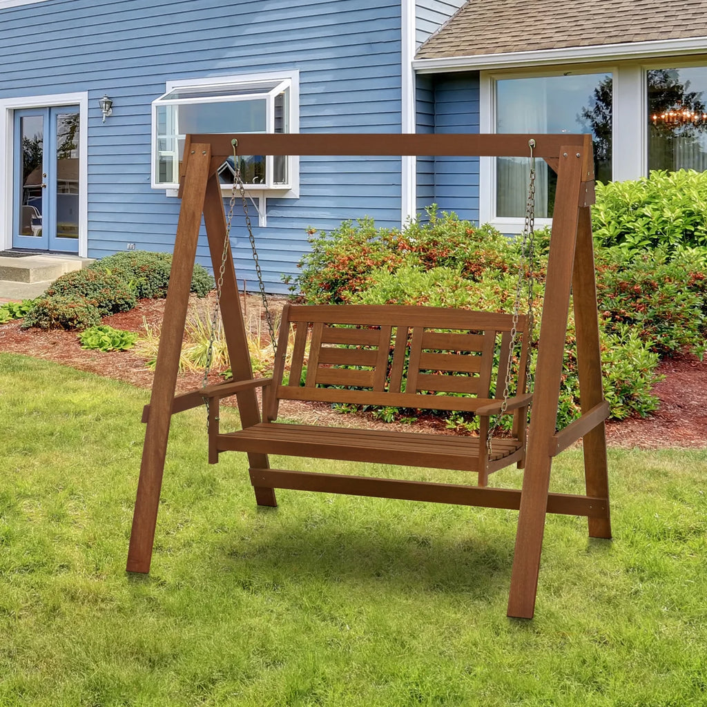 Hardwood Hanging Porch Swing with Stand T31265