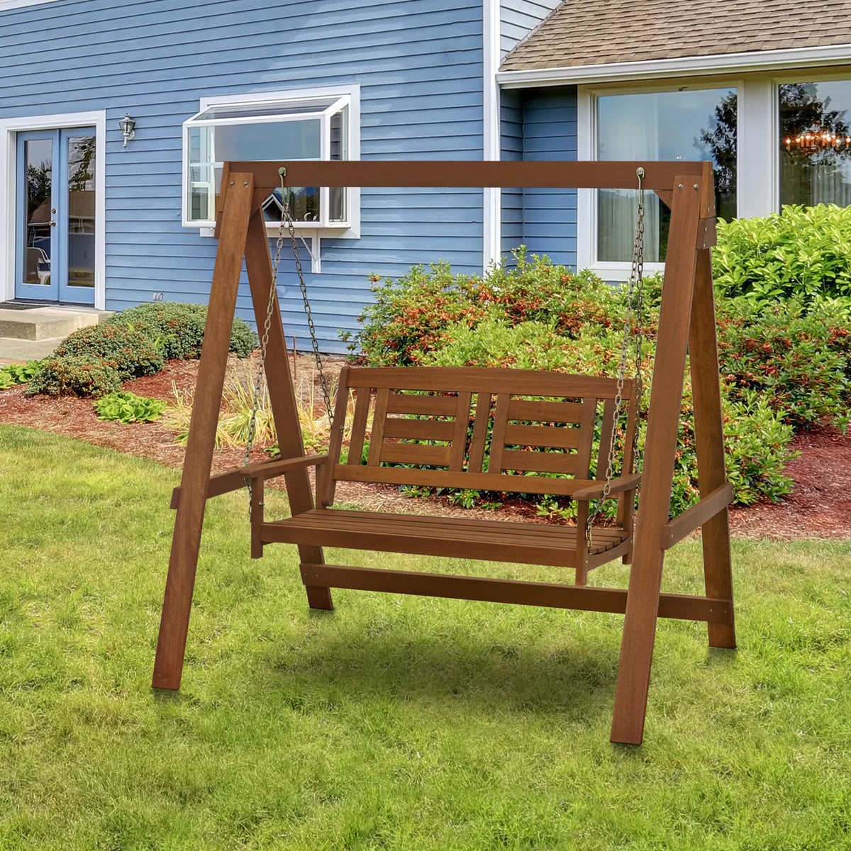 Hardwood Hanging Porch Swing with Stand T31265