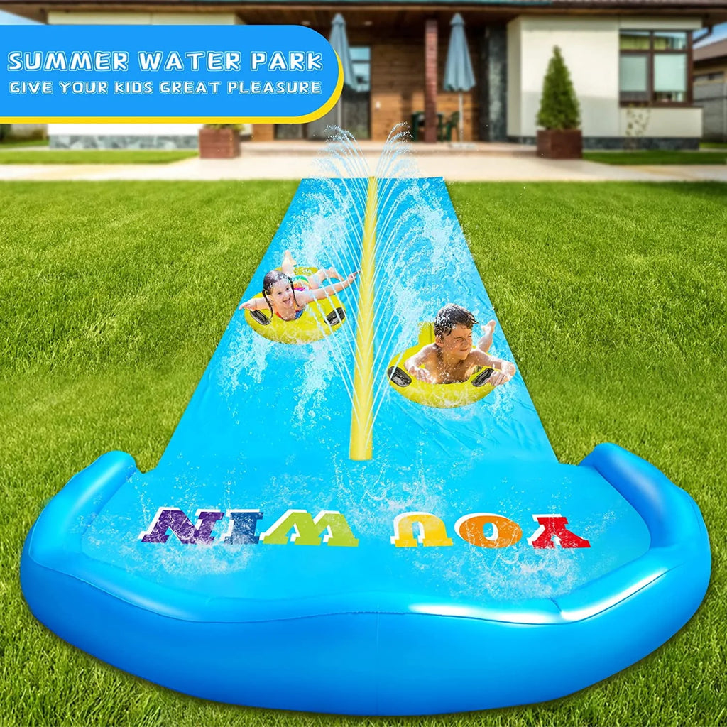 32.8FT Inflatable Water Slide with 2 Racing Lanes J3730