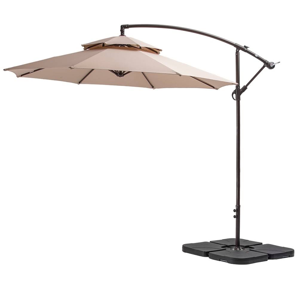 10-Foot Double Top Patio Cantilever Umbrella - Tan S27498