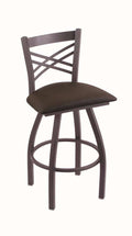 Pewter Swivel Stool with Rein Coffee Seat B832114