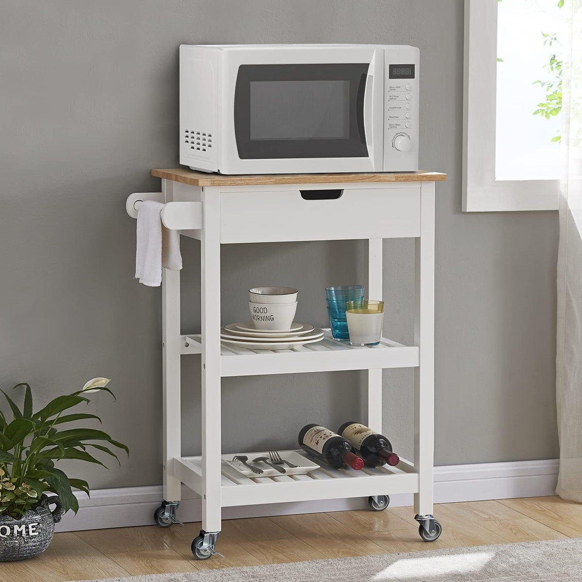 Black Kitchen Cart with Wheels B550