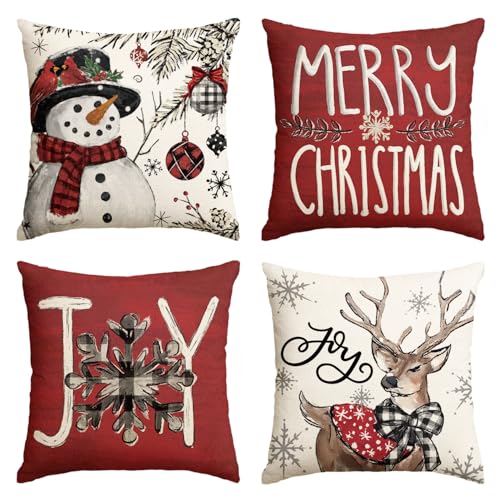Christmas Throw Pillow Covers, 18 x 18 Inch, Set of 4 Z19528