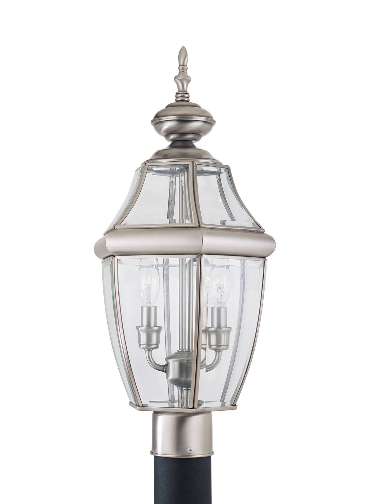 Two Light Outdoor Post Lantern Antique Brushed Nickel I286