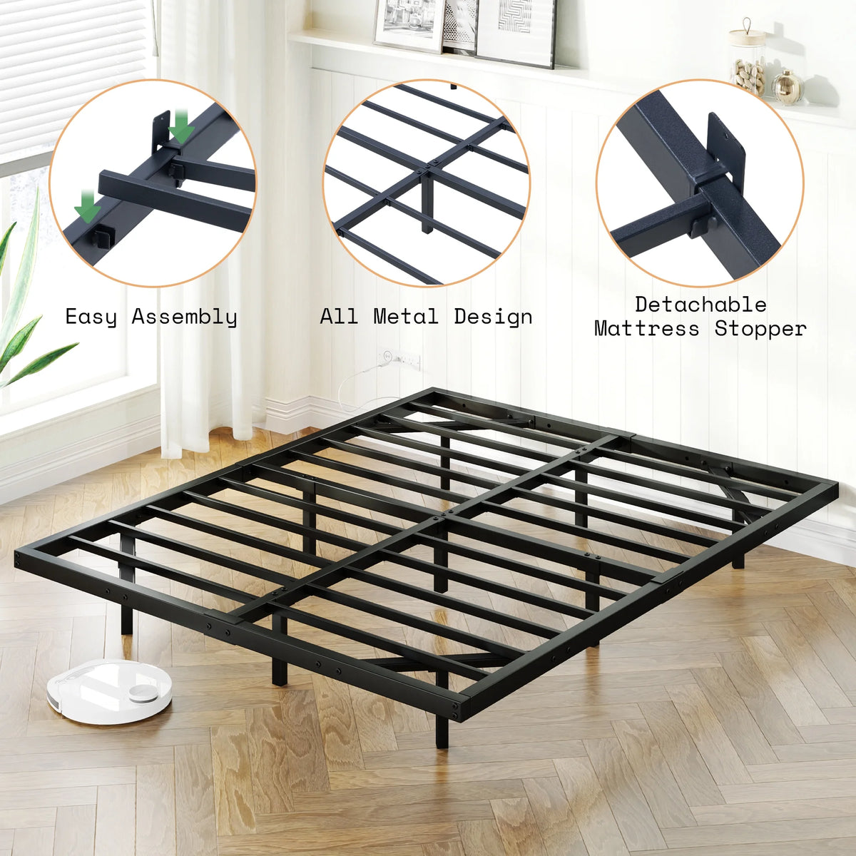 Queen Size LED Metal Platform Bed Frame Y208