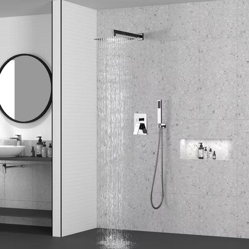 10 in. Wall Mount Dual Shower Heads with Hand Shower Faucet in Chrome P20837