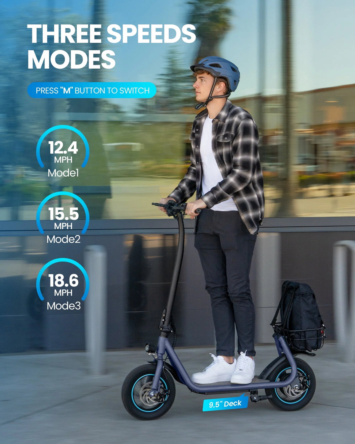 550W 12 inch Electric Scooter with Basket and Wide Deck Y42185