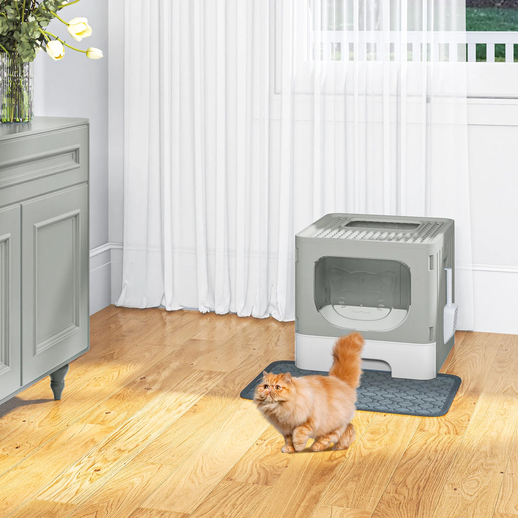 Large Enclosed Cat Litter Box with Cushion & Litter Scoop V2149