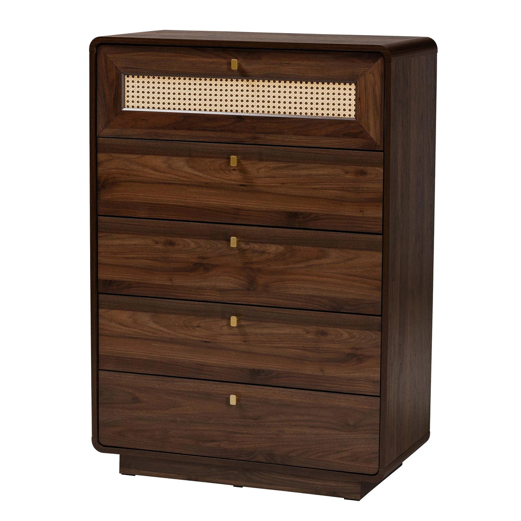 5 Drawer Walnut Brown Chest Y660