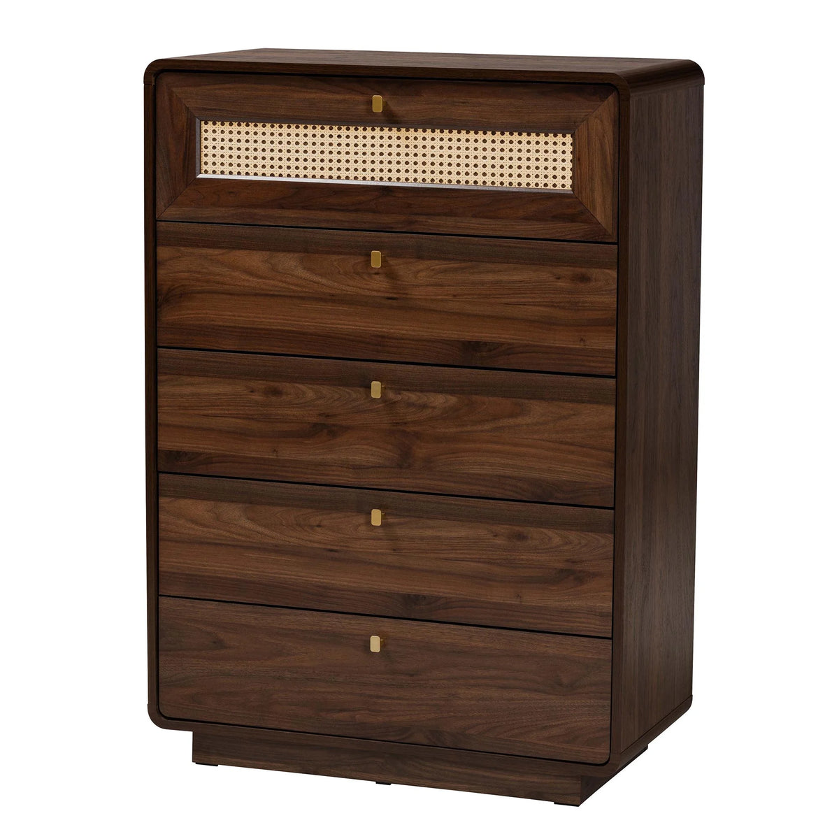 5 Drawer Walnut Brown Chest Y660
