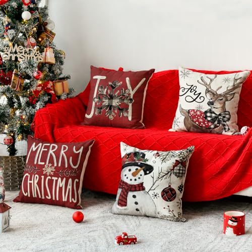 Christmas Throw Pillow Covers, 18 x 18 Inch, Set of 4 Z19528