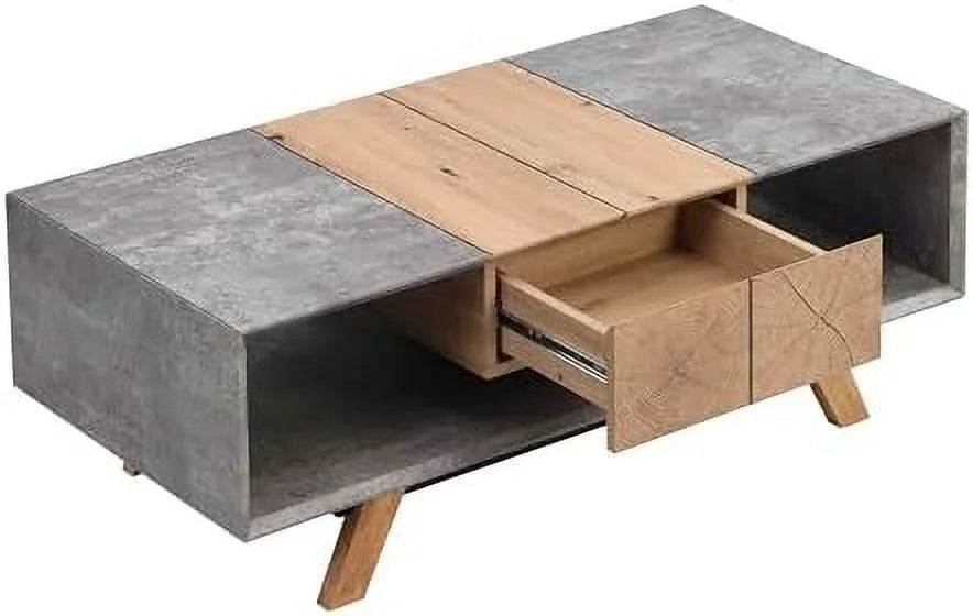 Chinese Style Faux Rattan Double-Layer Solid Wood Coffee Table H8288