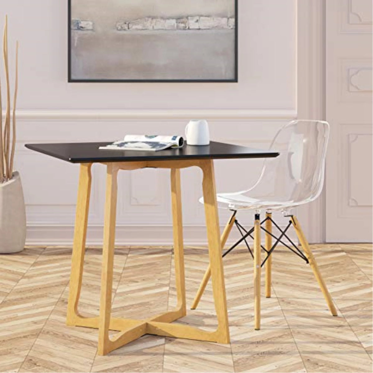 Black Square Wood Dining Table D1805