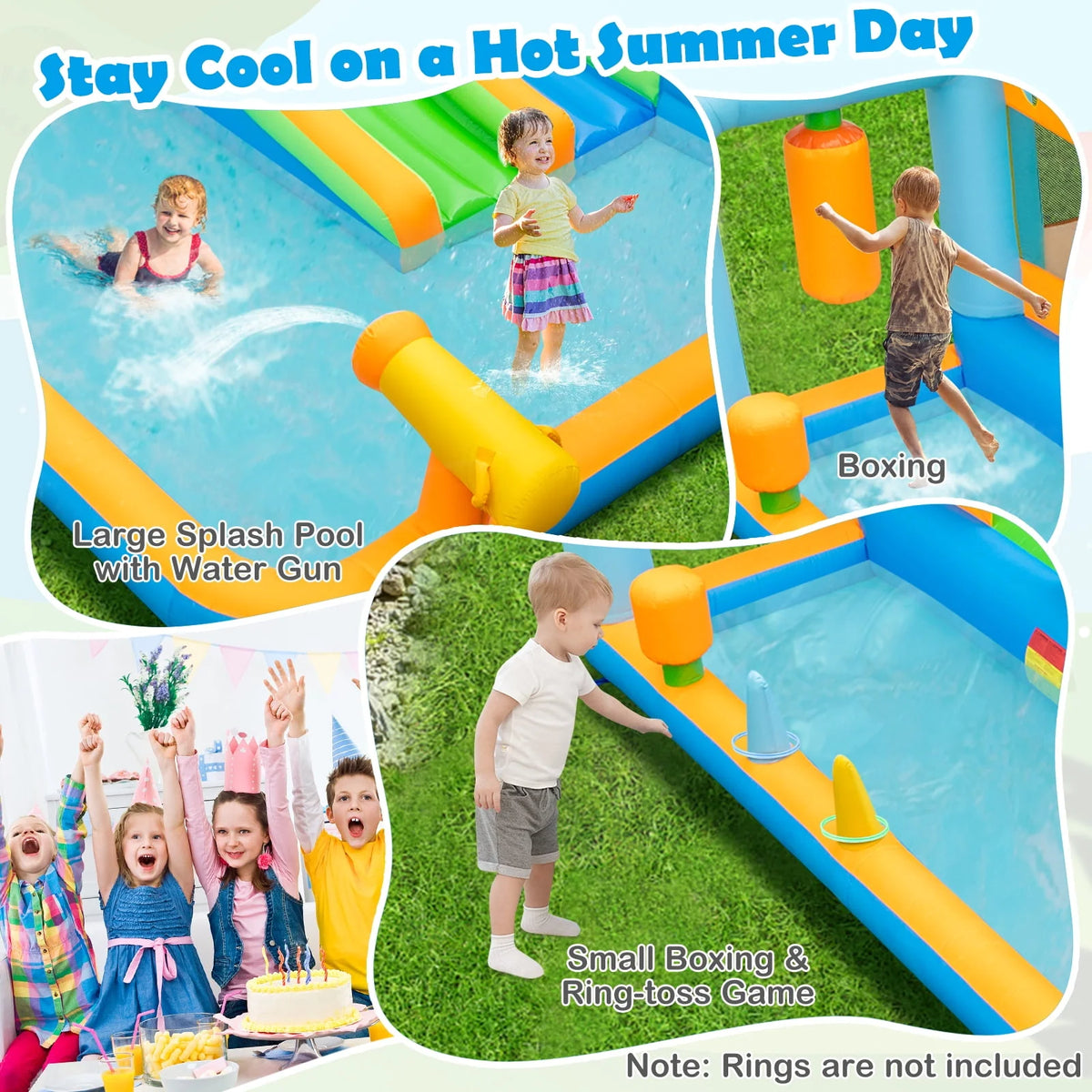 Inflatable Water Slide Park with Double Slides Splash Pool G16858