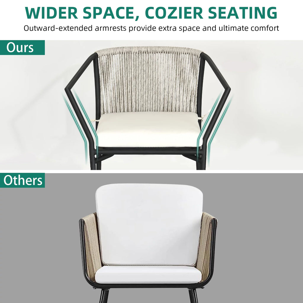 3-Piece Outdoor Wicker Bistro Set with Cushions G9389