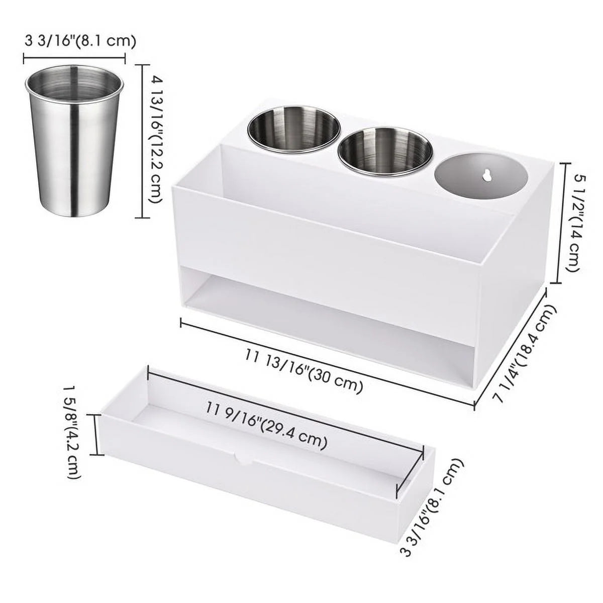 Wall Mount Hair Tool Organizer with 3 Removable Cups M61278
