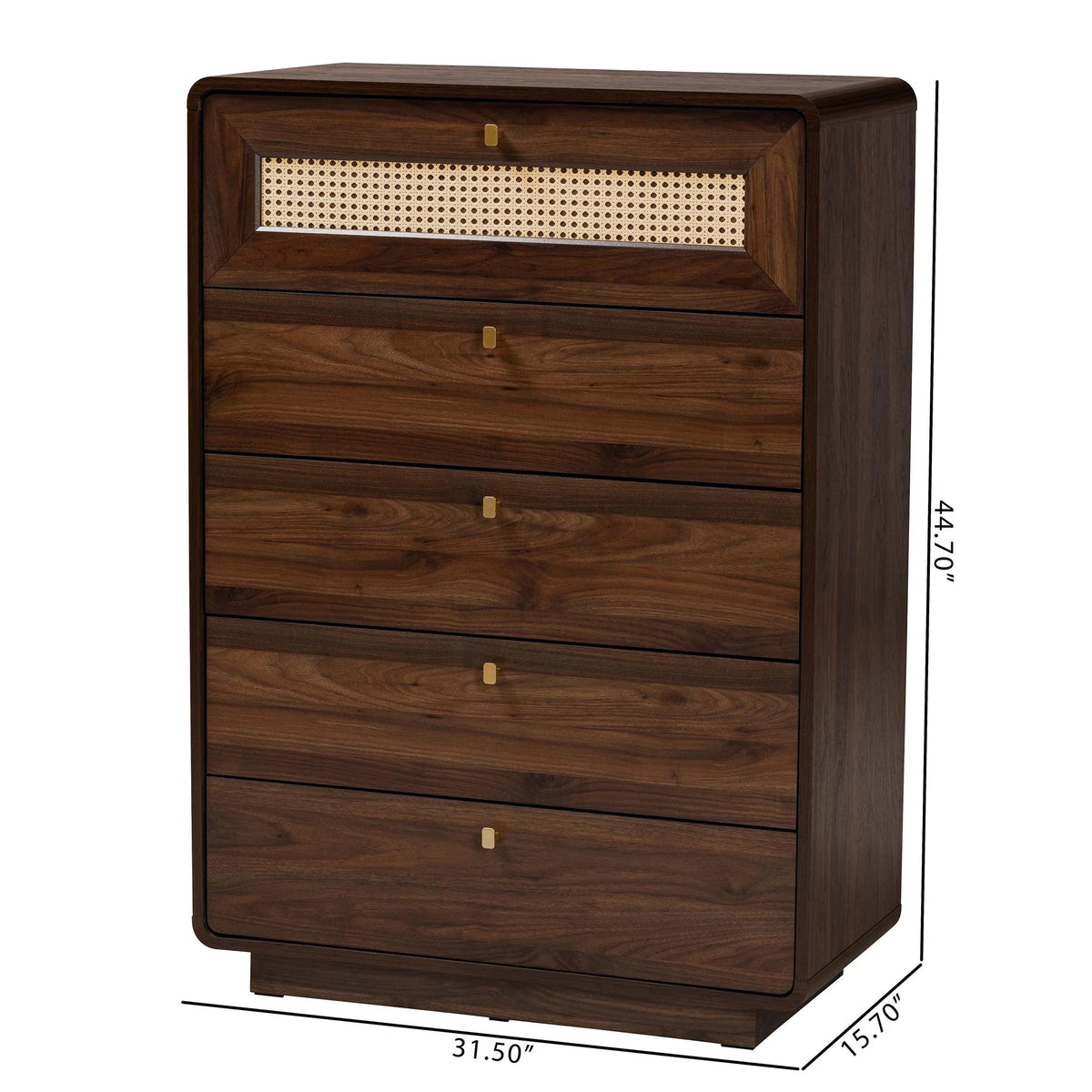 5 Drawer Walnut Brown Chest Y660