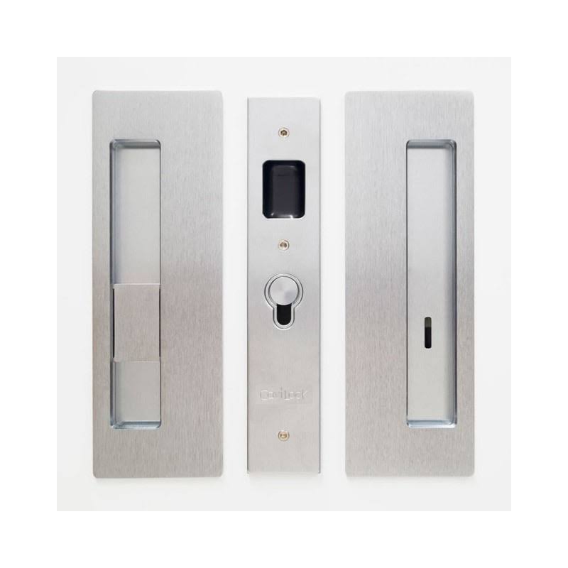 Magnetic Privacy Pocket Door Pull Set Satin Chrome B839803