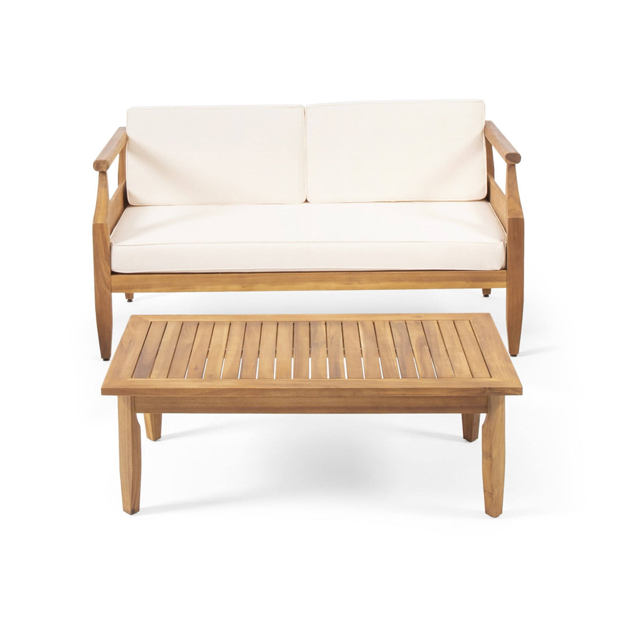 Dark Gray Acacia Wood Loveseat Set Y833