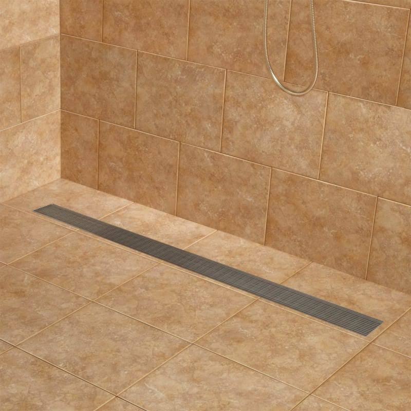 48x22 Linear Shower Drain with Flange Brushed Stainless Steel P4672